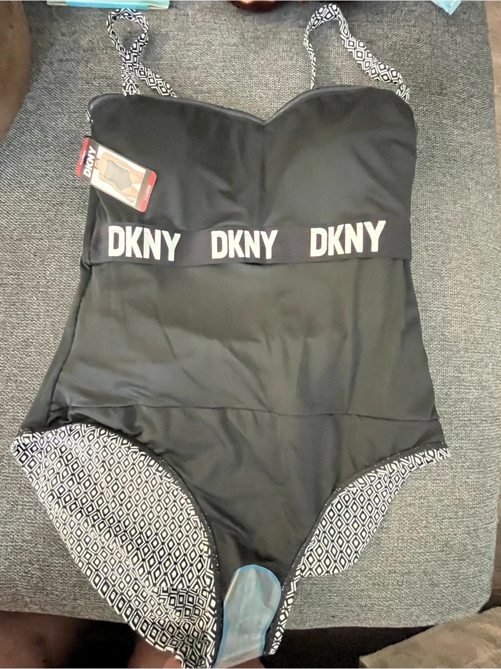 DKNY Black & White One-Piece Swimsuit - Picture 4 of 8